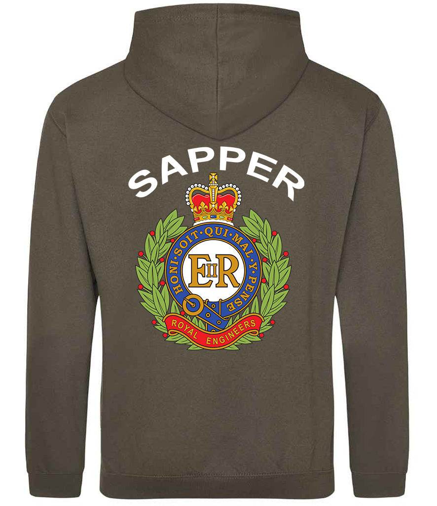 Royal Engineers Hoodie with embroidered logo in Khaki