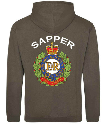 Royal Engineers Hoodie with embroidered logo in Khaki