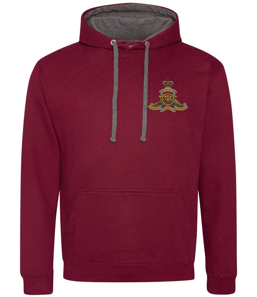 Royal Artillery  Clothing,Royal Artillery  Merchandise, Royal Artillery  Veterans Clothing,Royal Artillery Varsity Hoodie Maroon/Grey