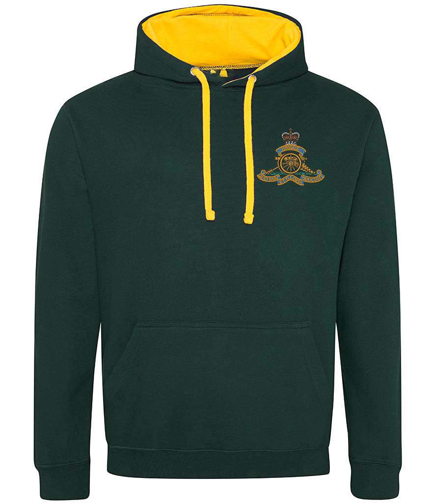 Royal Artillery  Clothing,Royal Artillery  Merchandise, Royal Artillery  Veterans Clothing,Royal Artillery Varsity Hoodie Green/Yellow