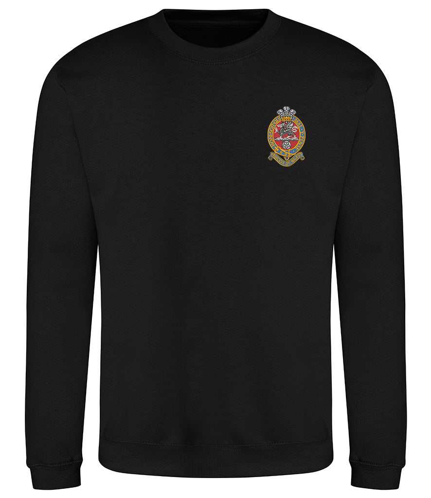 Black sweatshirt featuring the embroidered emblem of The Princess of Wales's Royal Regiment.