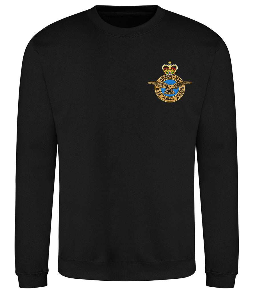 Royal Air Force Veterans Sweatshirt with badge, black, 80% cotton, 20% polyester.