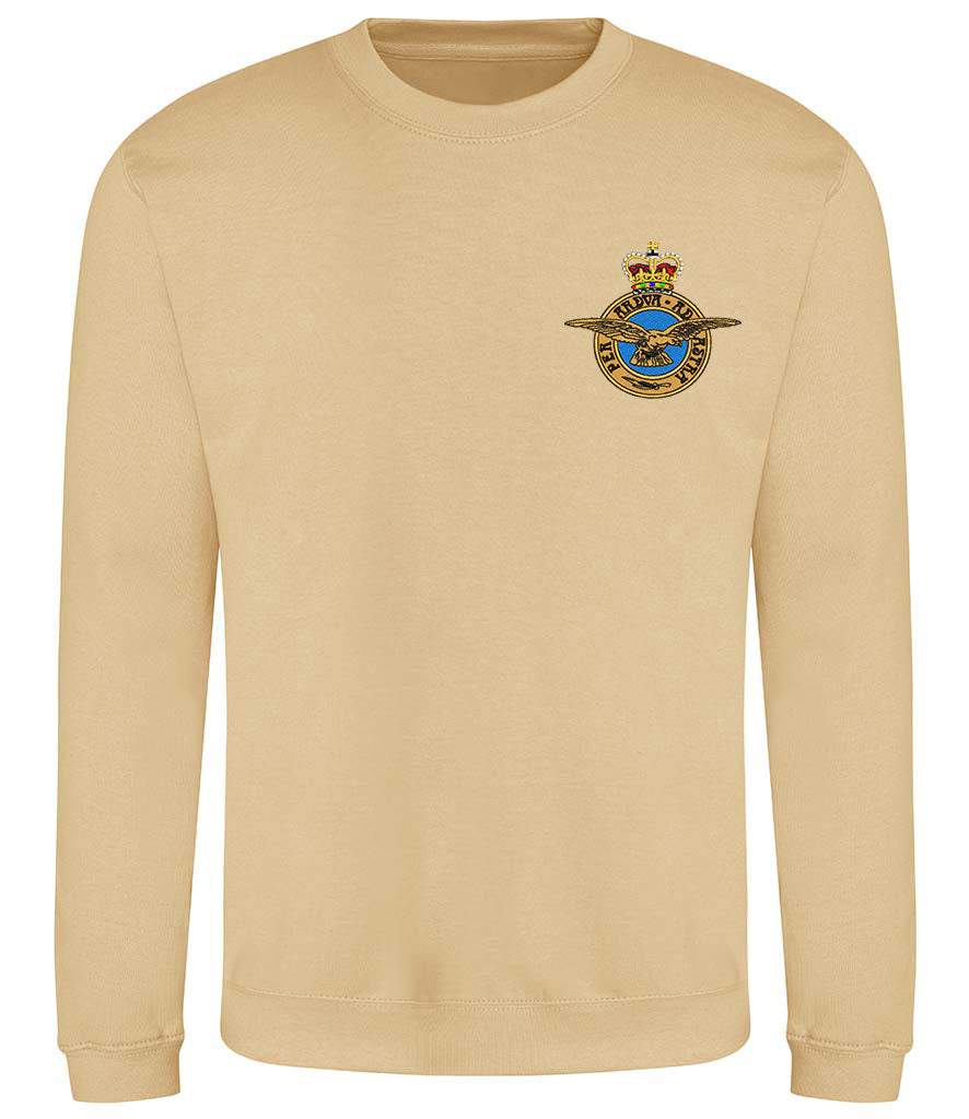 Royal Air Force sweatshirt with badge on beige fabric, 80% cotton, 20% polyester.