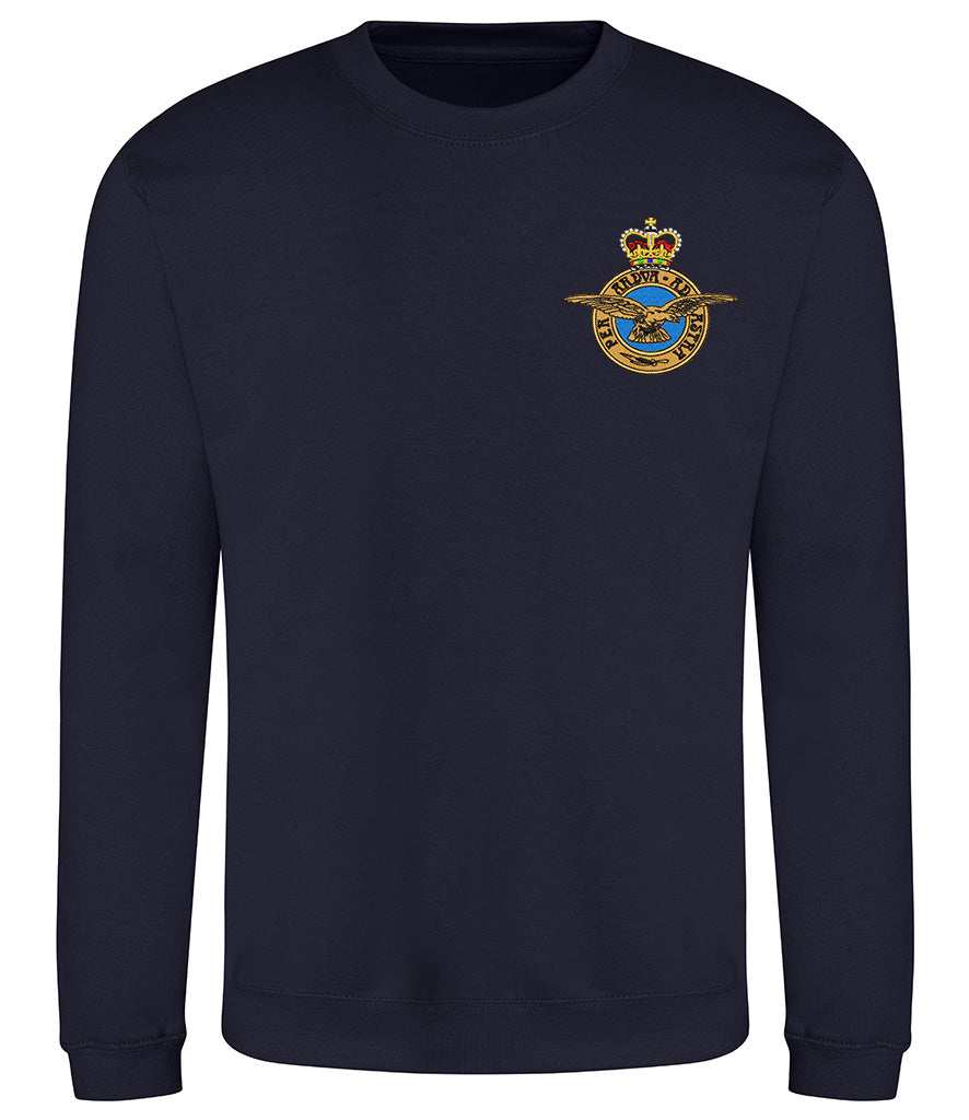 Royal Air Force Veterans Sweatshirt with badge, 80% cotton, 20% polyester.