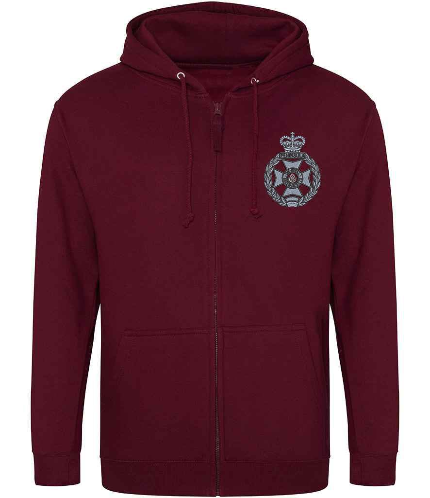 Royal Green Jackets Clothing,Royal Green Jackets Merchandise, Royal Green Jackets Veterans Clothing,Royal Green Jackets Zipped Hoodie Maroon