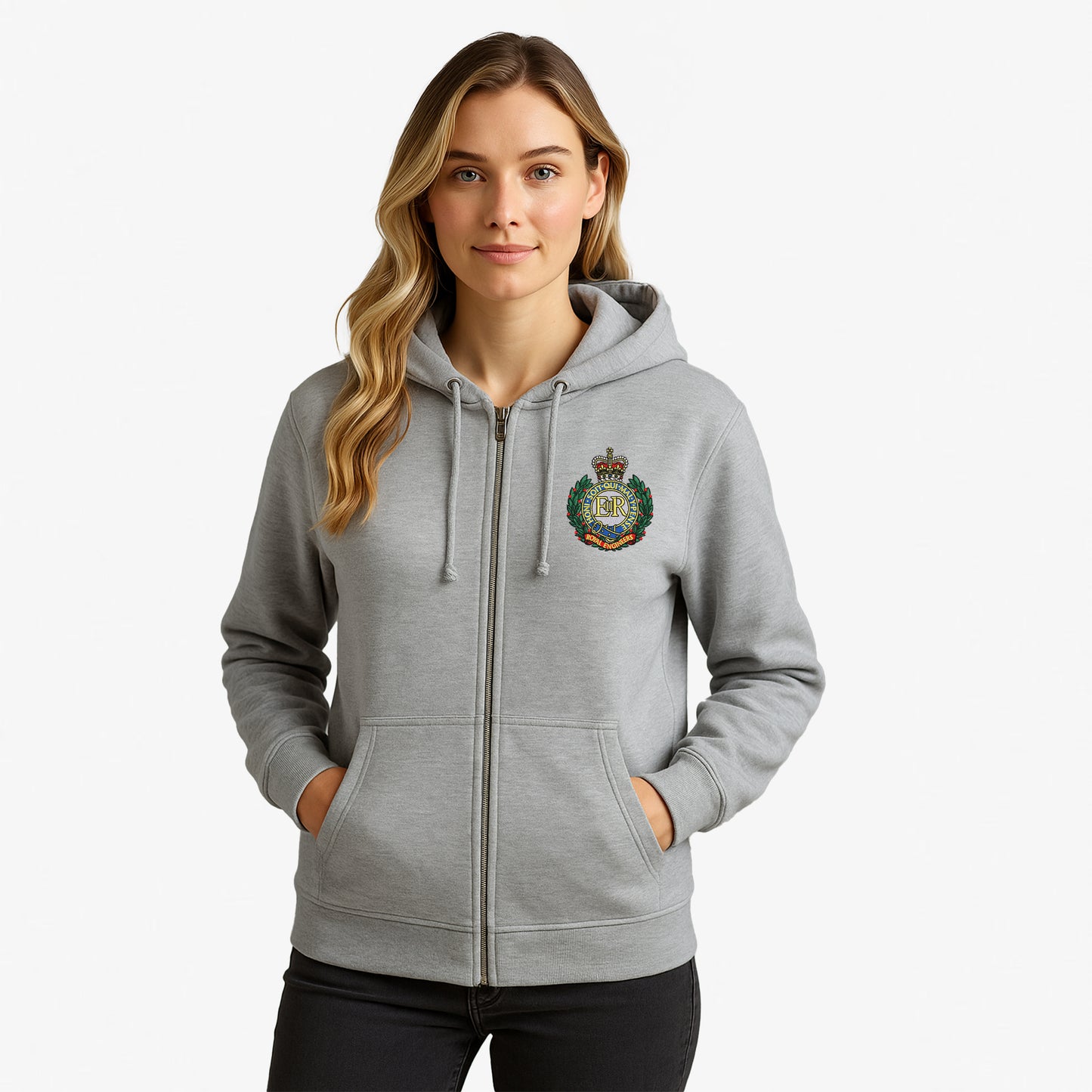 Royal Engineers Zipped Hoodie Embroidered Logo Premium Weight(310gsm)
