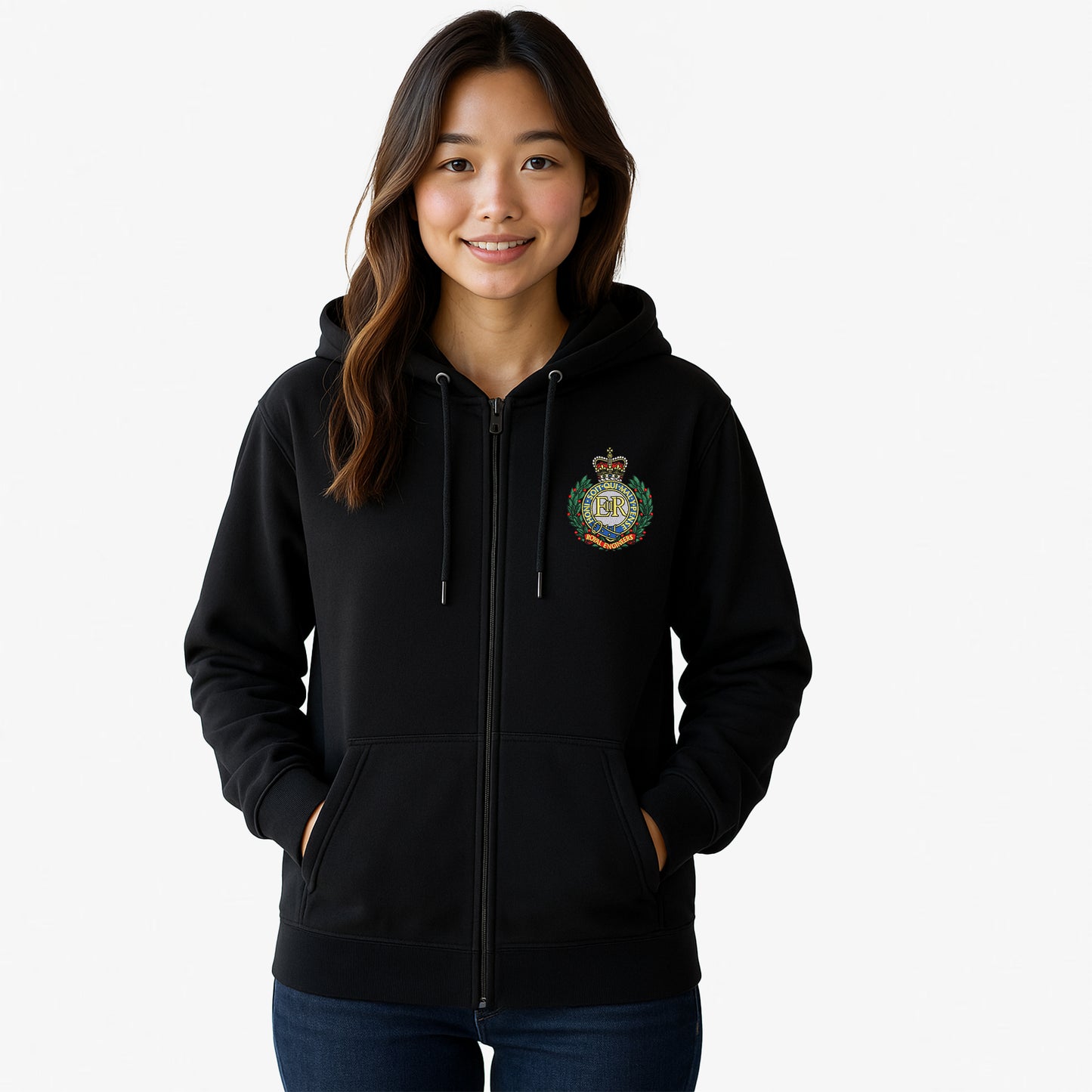 Royal Engineers Zipped Hoodie Embroidered Logo Premium Weight(310gsm)