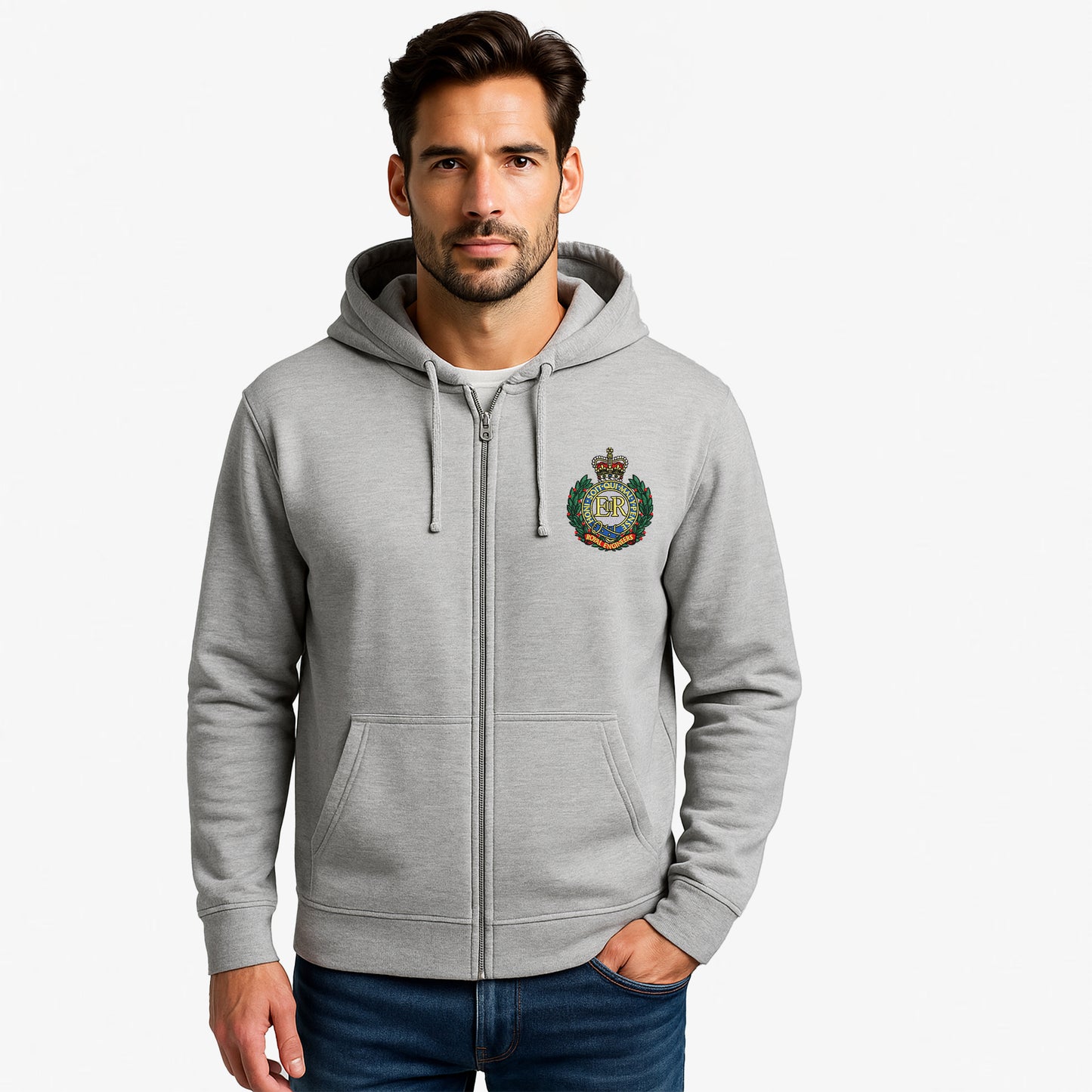 Royal Engineers Zipped Hoodie Embroidered Logo Premium Weight(310gsm)