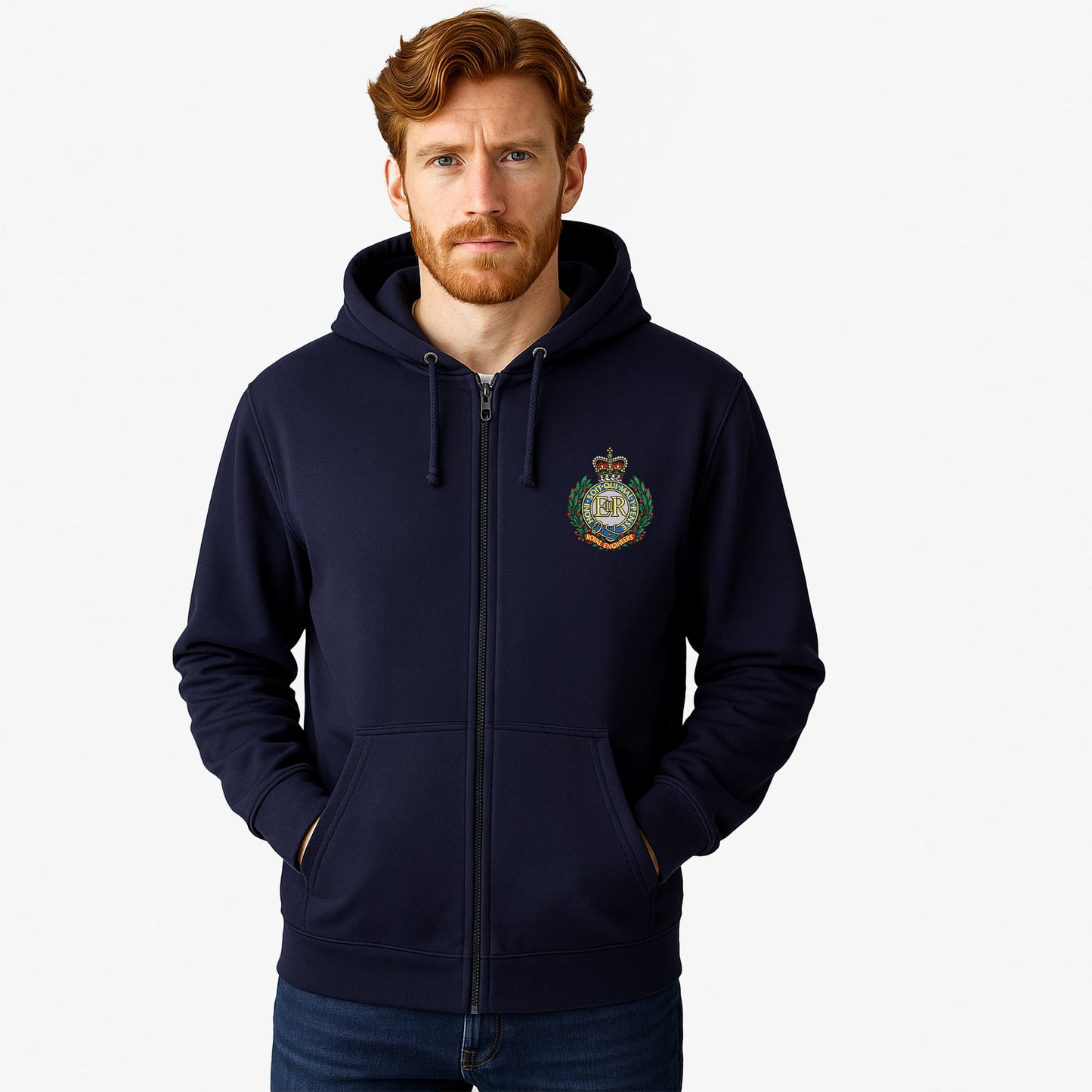 Royal Engineers Zipped Hoodie Embroidered Logo Premium Weight(310gsm)