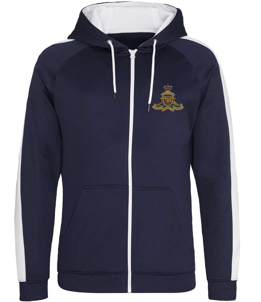 Royal Artillery Polyester Sports Zoodie with badge, navy zip-up hoodie.