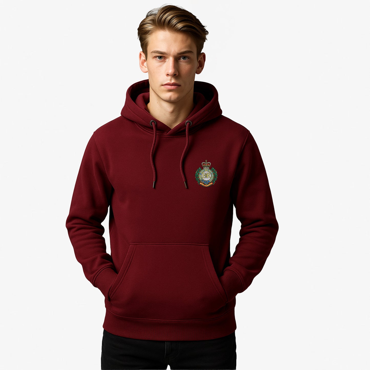 Royal Engineers Hoodie Embroidered Logo Peach Finish Ultra Premium Weight(330gsm)