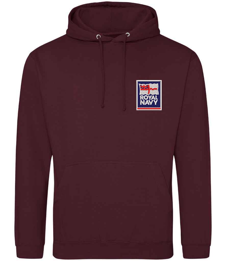 Royal Navy Hoodie with Embroidered Logo Maroon Colour