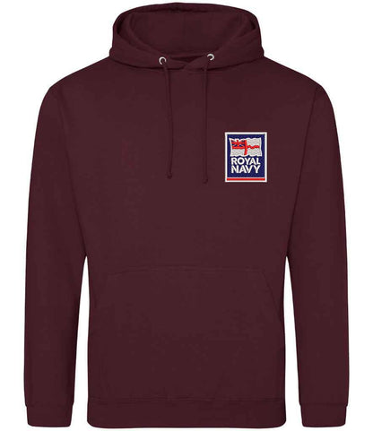 Royal Navy Hoodie with Embroidered Logo Maroon Colour