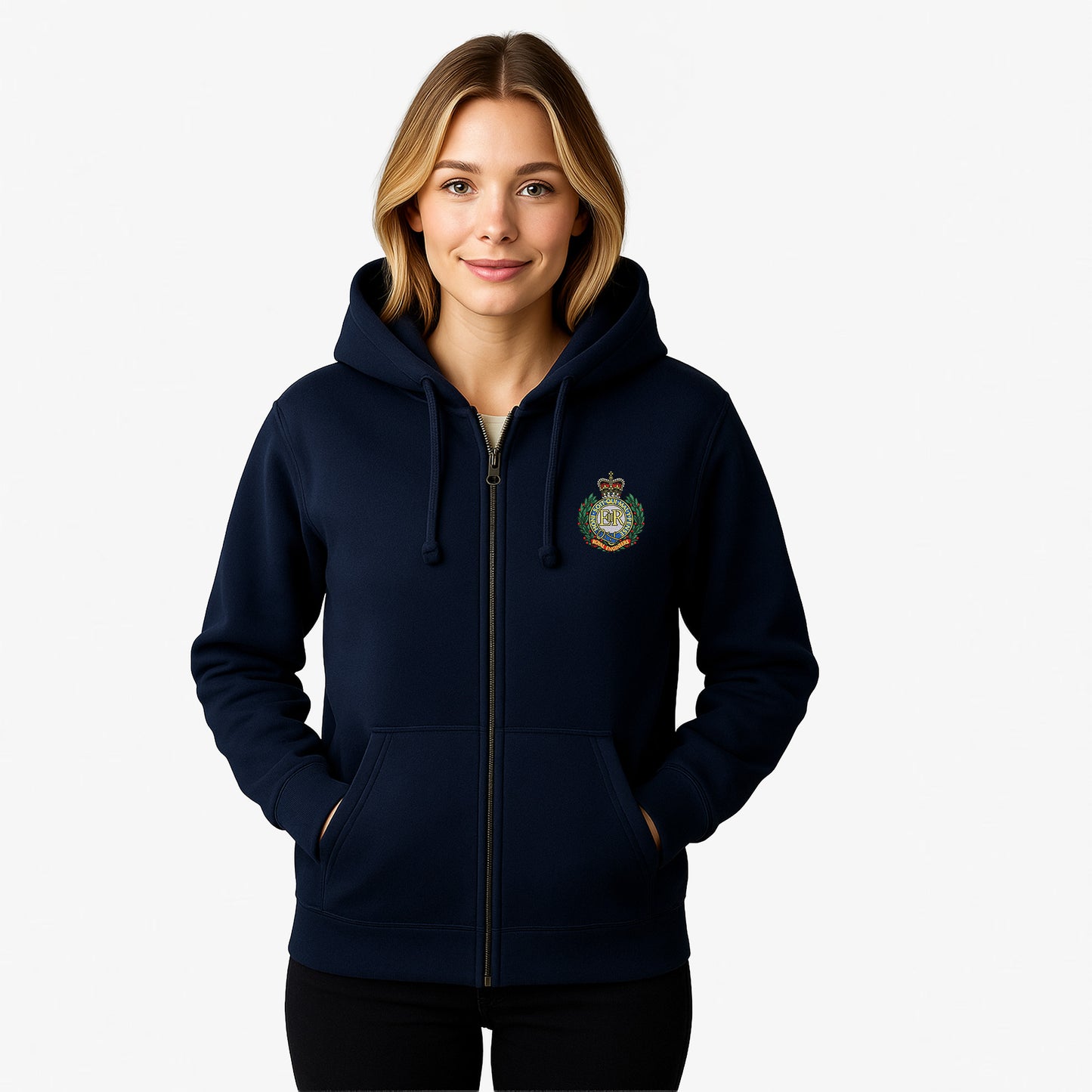 Royal Engineers Zipped Hoodie Embroidered Logo Premium Weight(310gsm)
