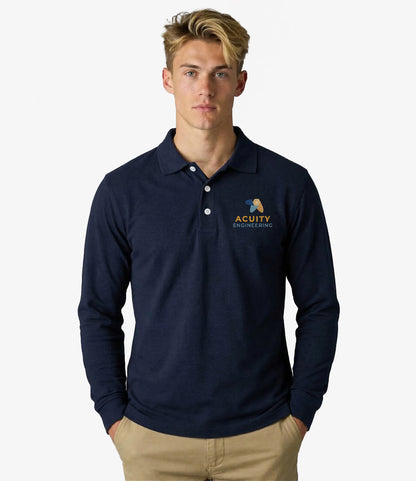 Acuity Engineering 100%Cotton Long Sleeve Pique Polo Shirt Unisex