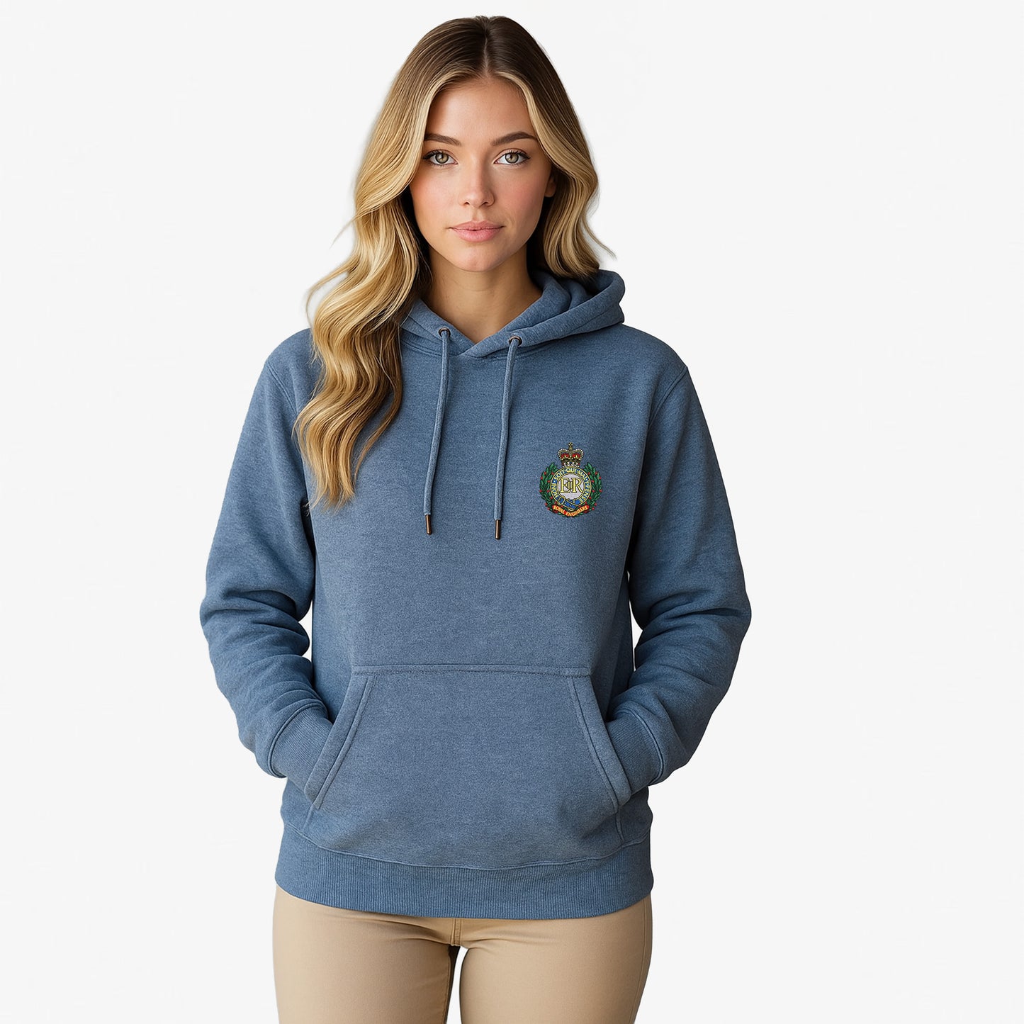 Royal Engineers Hoodie Embroidered Logo Peach Finish Ultra Premium Weight(330gsm)