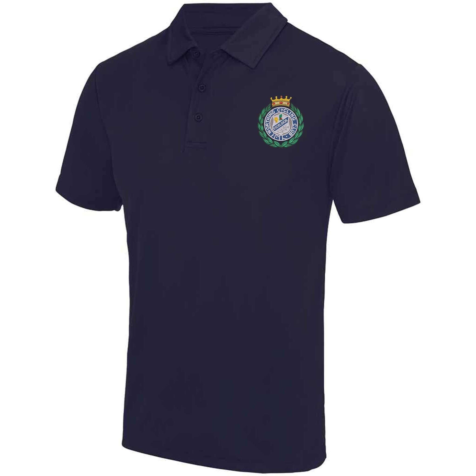 Worthing Excelsior Cycling Club Embroidered Wicking Material Polo Shirt Navy S