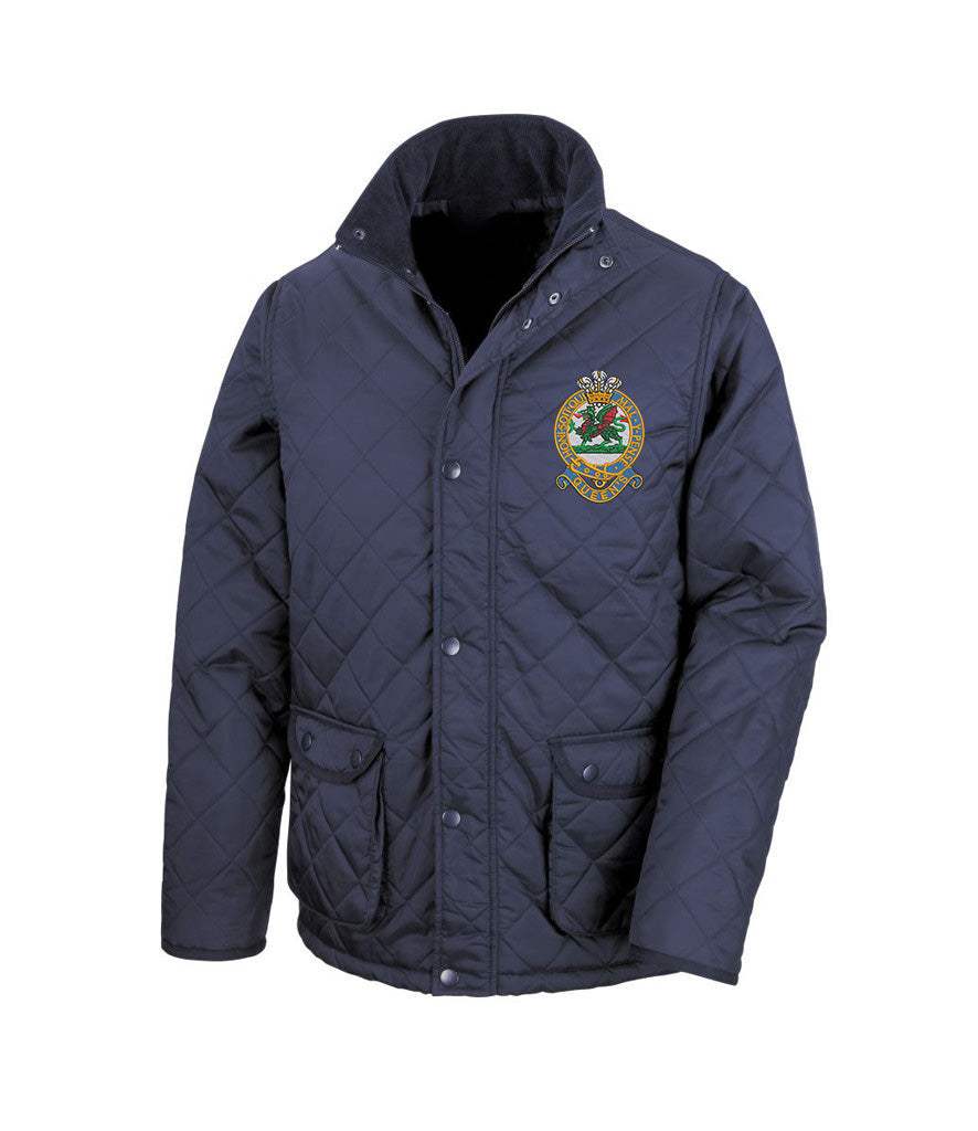 Queens Regiment Cheltenham Jacket with diamond quilted design and embroidered emblem
