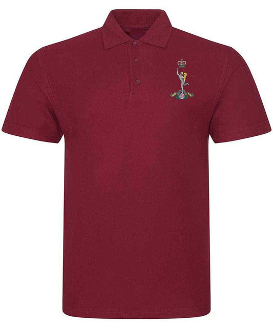 Royal Signals Polo Shirt with embroidered badge, 50% polyester and 50% cotton blend, stylish and durable.