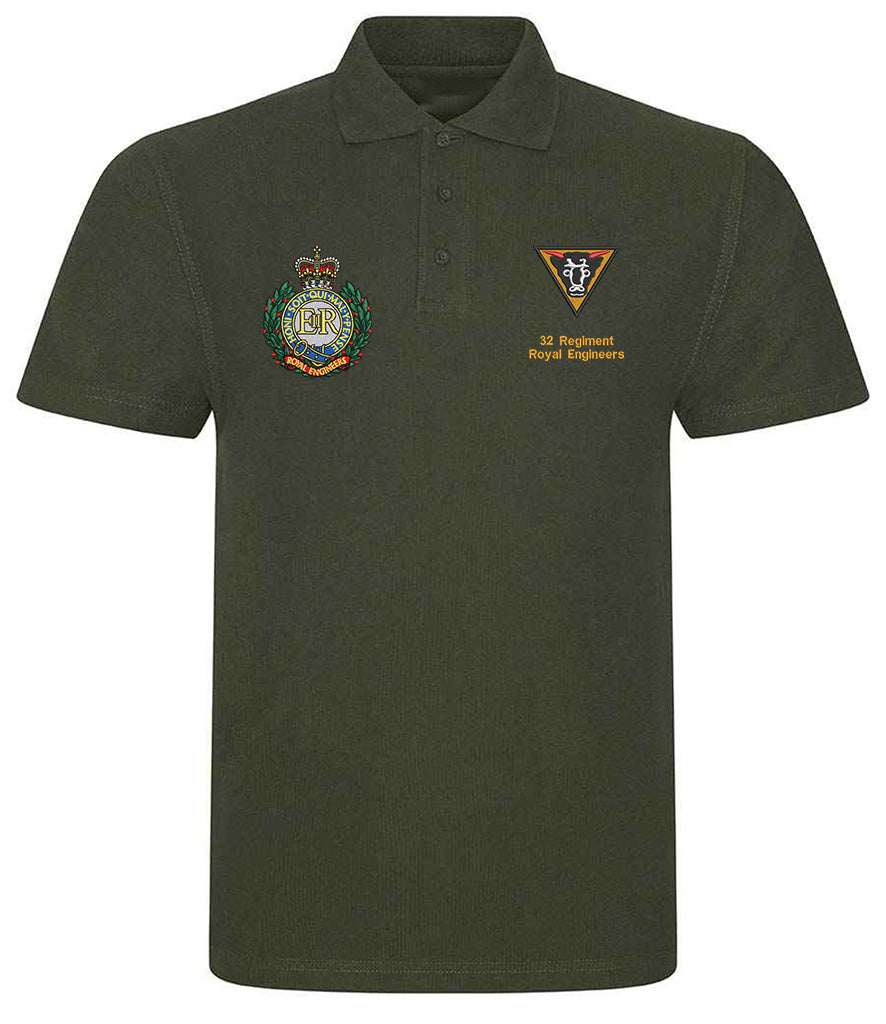 Royal Engineers Clothing 32 Regiment Royal Engineers Duel Logo Polo Shirt Black S