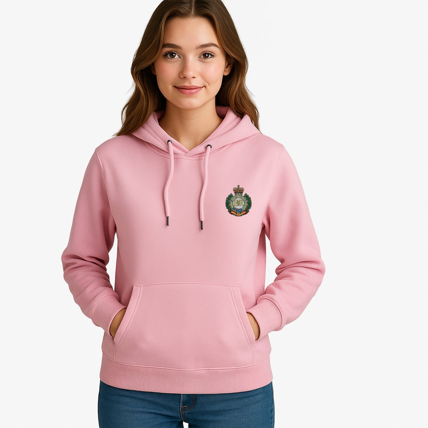 Royal Engineers Hoodie Embroidered Logo Peach Finish Ultra Premium Weight(330gsm)
