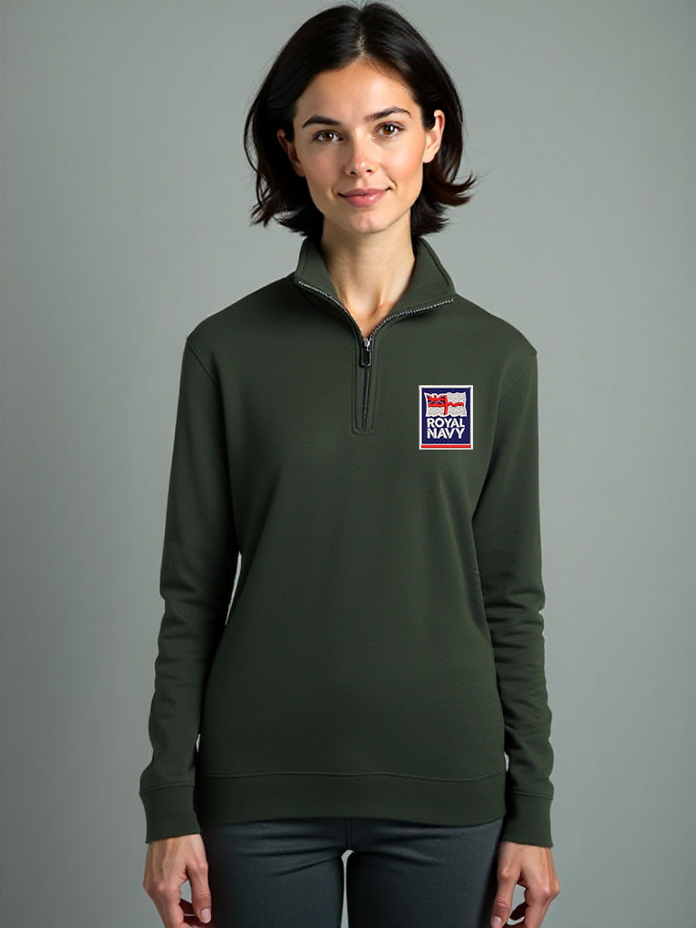 Royal Navy Half Zip Sweatshirt with Embroidered Navy Logo