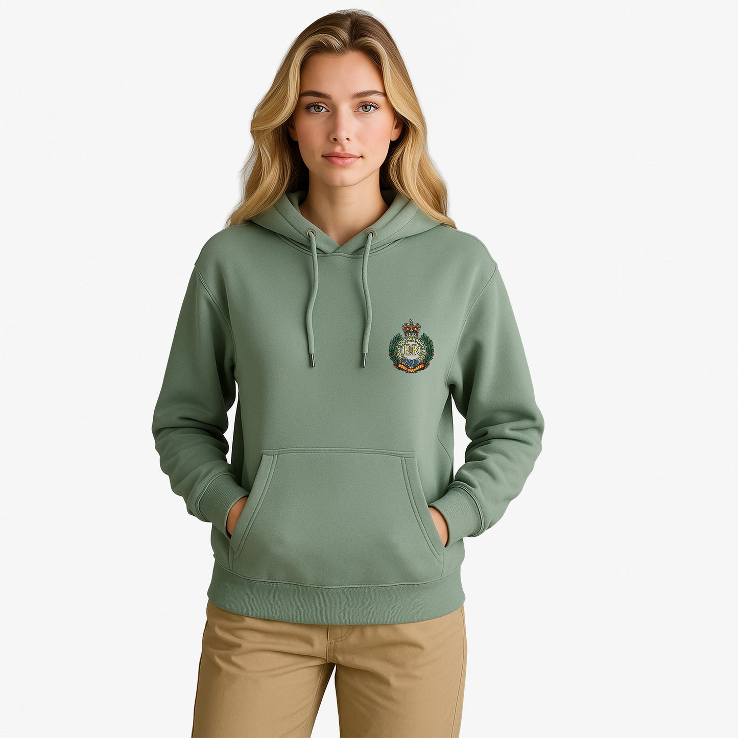Royal Engineers Hoodie Embroidered Logo Peach Finish Ultra Premium Weight(330gsm)