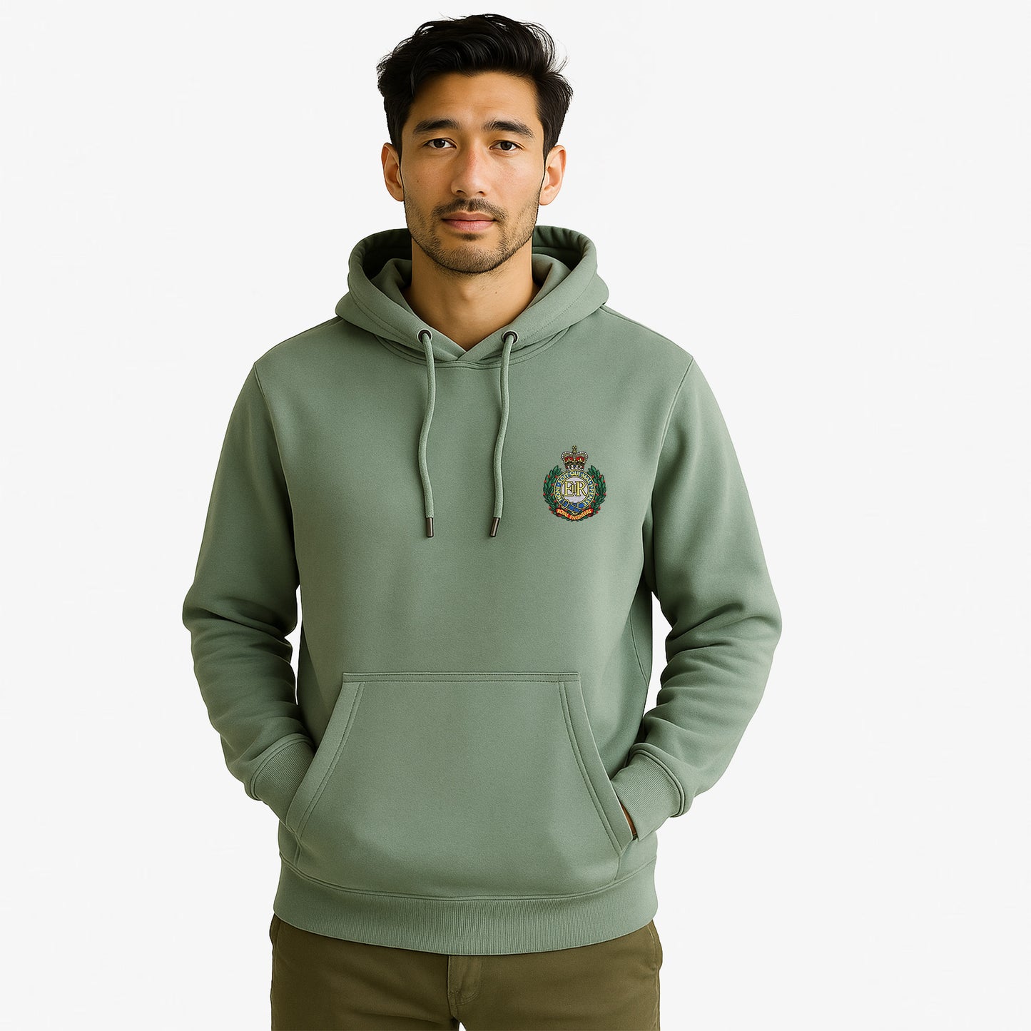 Royal Engineers Hoodie Embroidered Logo Peach Finish Ultra Premium Weight(330gsm)