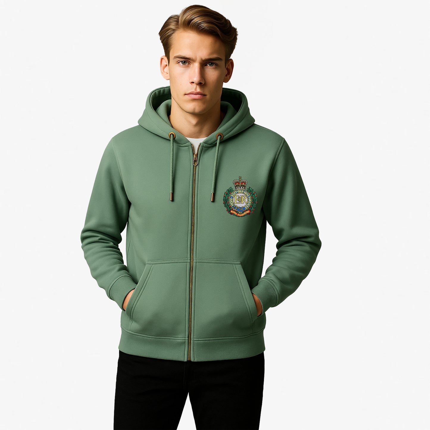 Royal Engineers Zipped Hoodie Embroidered Logo Premium Weight(330gsm)