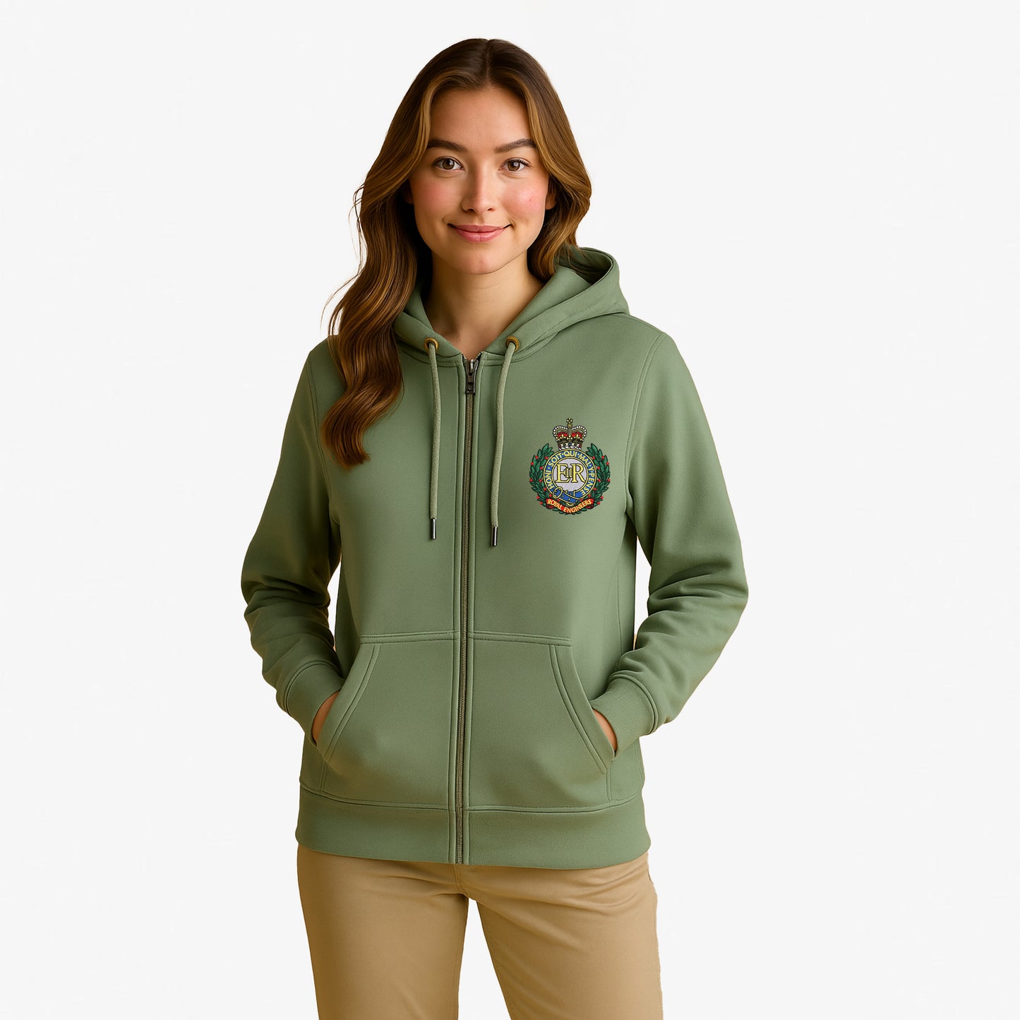 Royal Engineers Zipped Hoodie Embroidered Logo Premium Weight(330gsm)