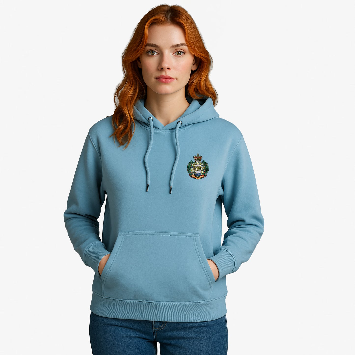 Royal Engineers Hoodie Embroidered Logo Peach Finish Ultra Premium Weight(330gsm)