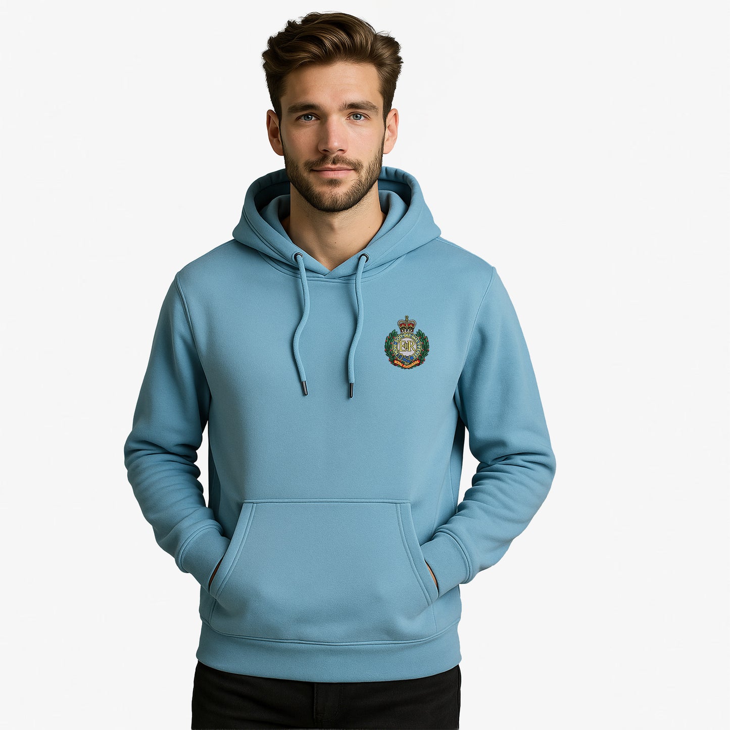 Royal Engineers Hoodie Embroidered Logo Peach Finish Ultra Premium Weight(330gsm)