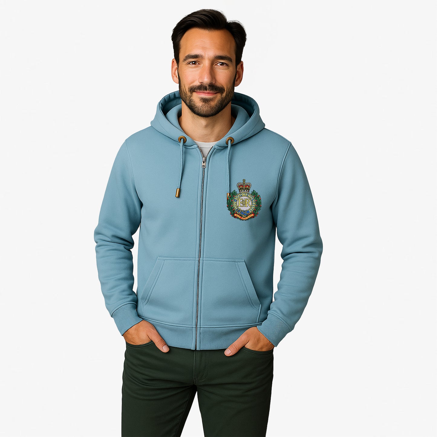 Royal Engineers Zipped Hoodie Embroidered Logo Premium Weight(330gsm)