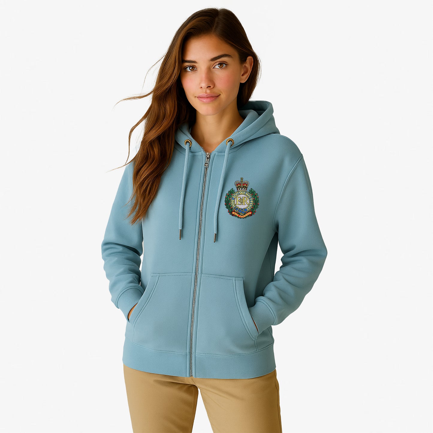 Royal Engineers Zipped Hoodie Embroidered Logo Premium Weight(330gsm)