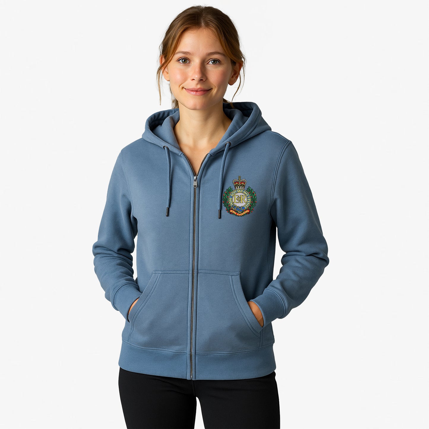 Royal Engineers Zipped Hoodie Embroidered Logo Premium Weight(330gsm)