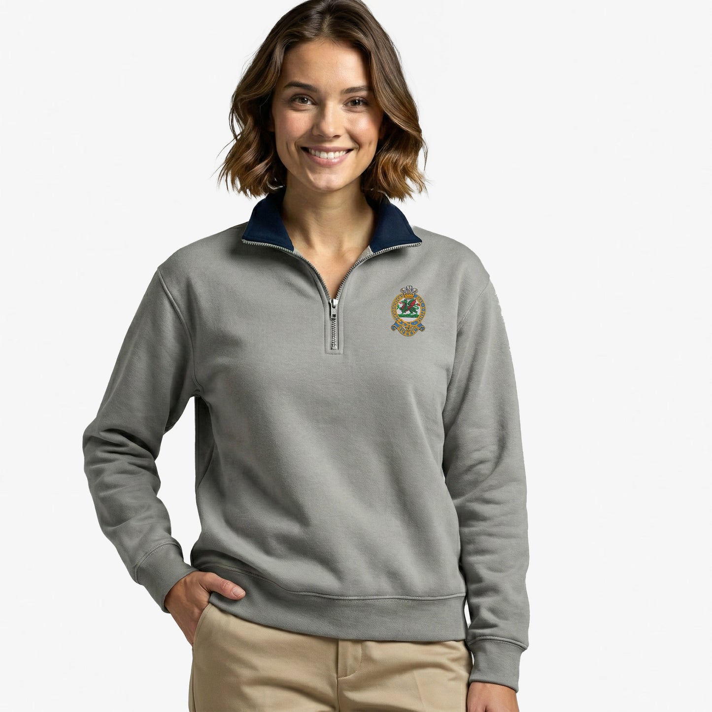 Queens Regiment Premium Embroidered Quarter Zip Sweatshirt