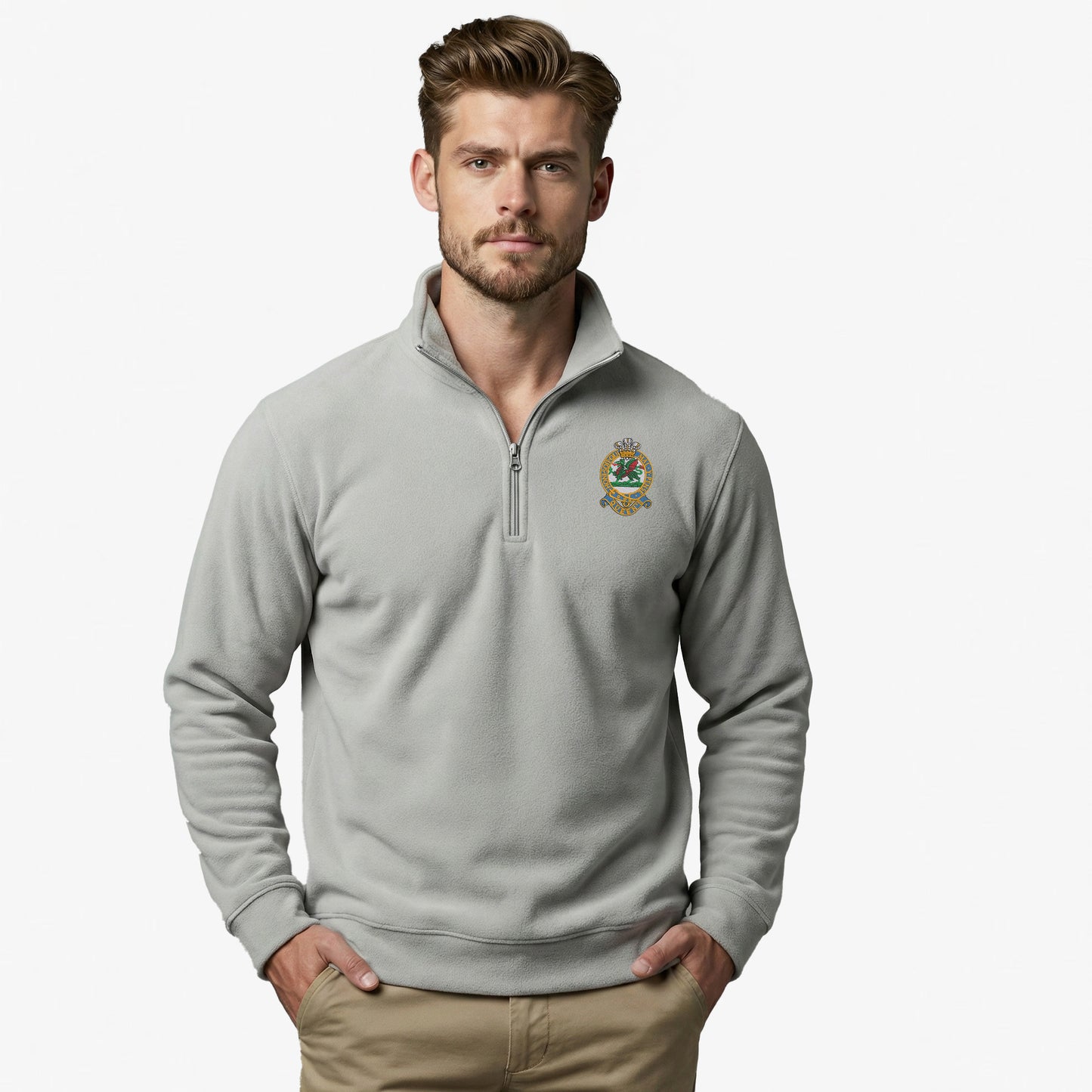 Queens Regiment Premium Embroidered Quarter Zip Sweatshirt