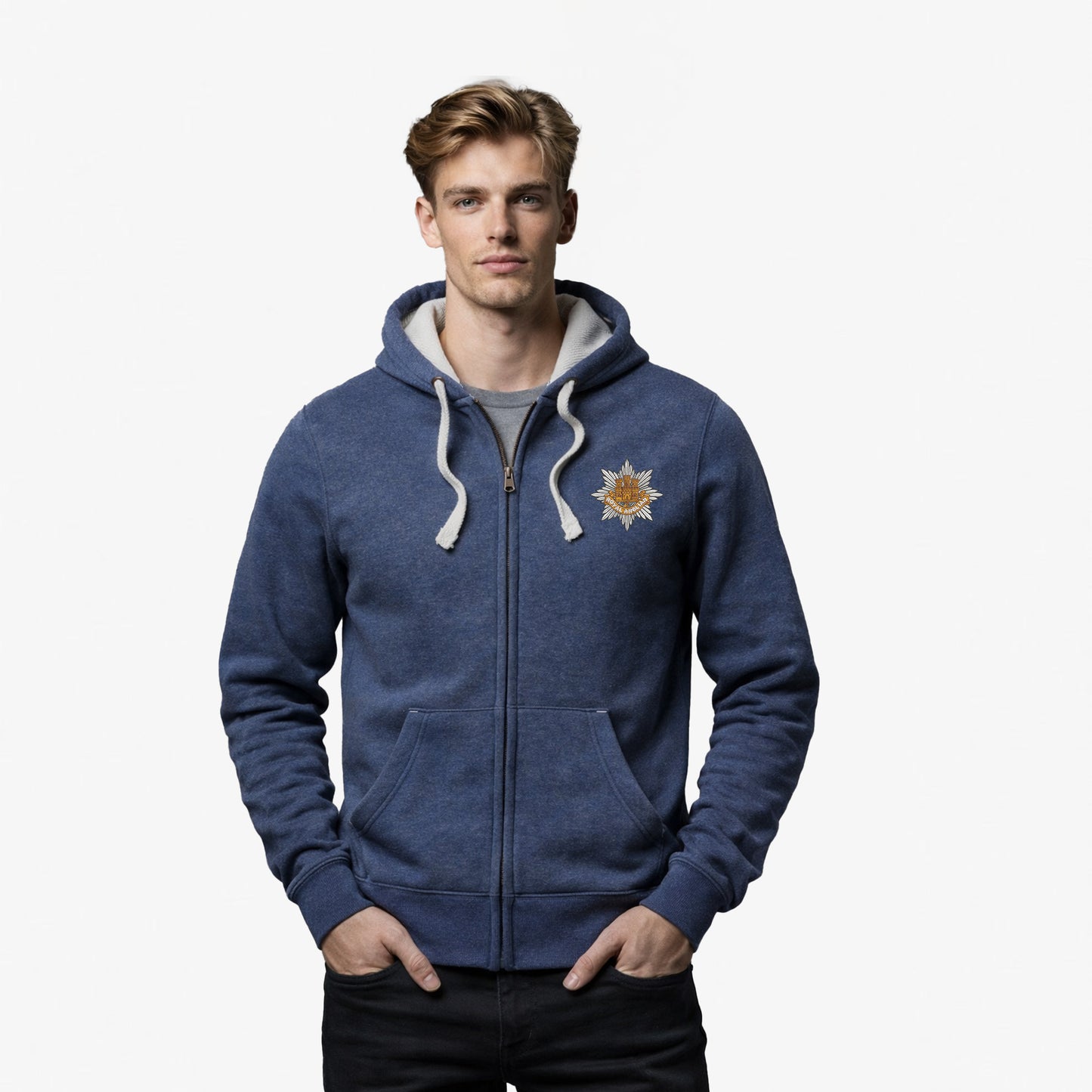 Royal Anglian Regiment Ultra Premium Embroidered Contrast Zipped Hoodie