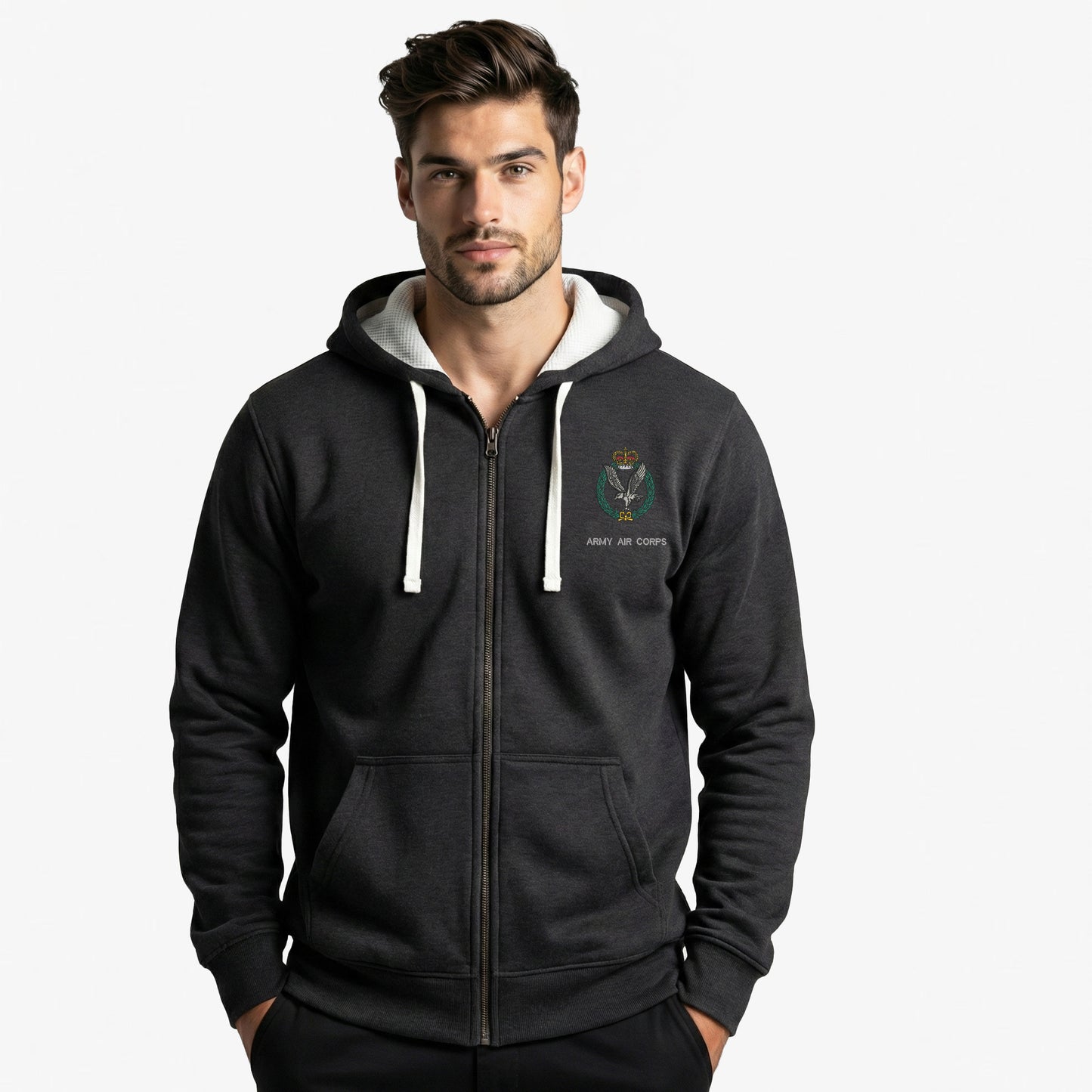 Army Air Corps Ultra Premium Embroidered Contrast Zipped Hoodie