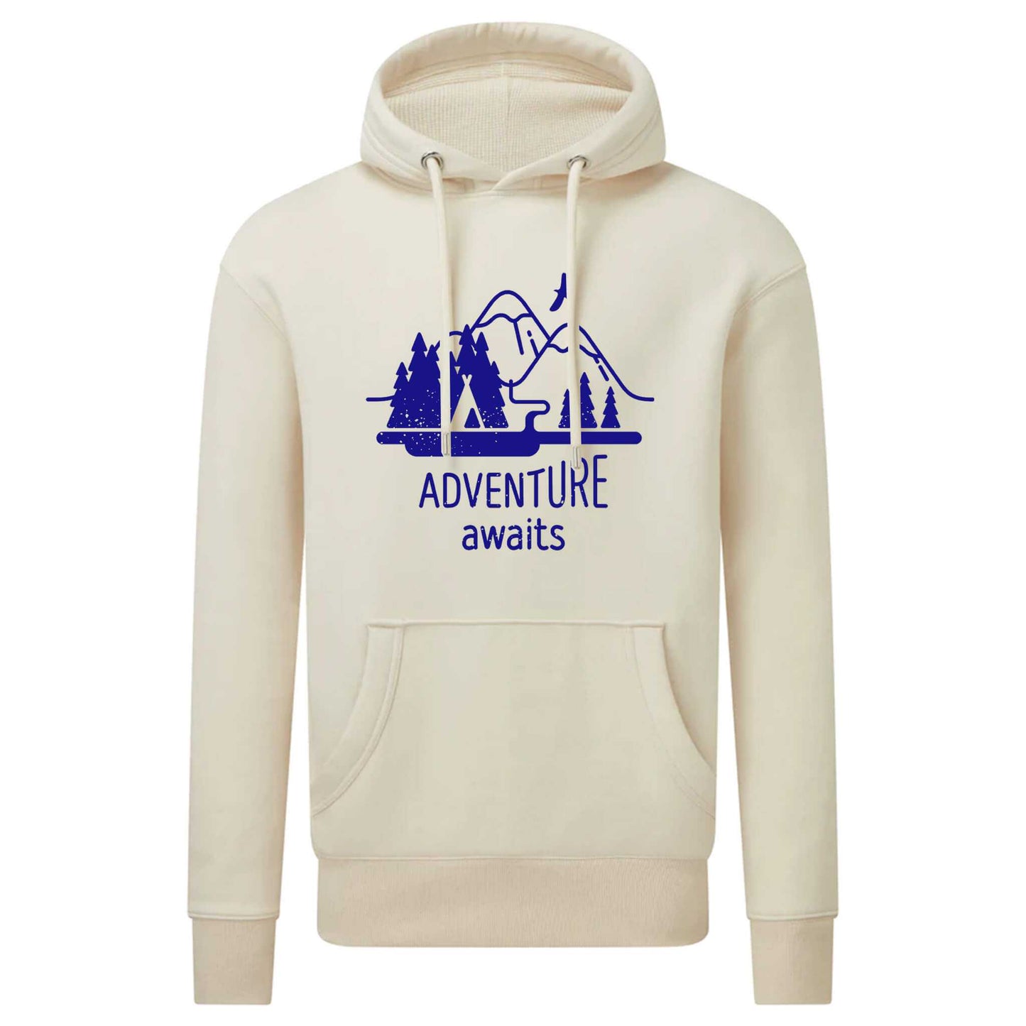 adventure awaits vegan white hoodie