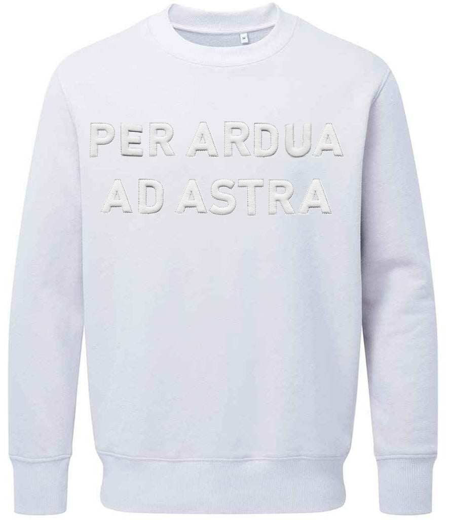 Royal Air Force sweatshirt with "Per Ardua Ad Astra" 3D puff embroidery, white.