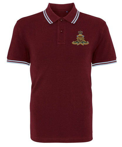 Royal Artillery tipped polo shirt with embroidered badge on chest.