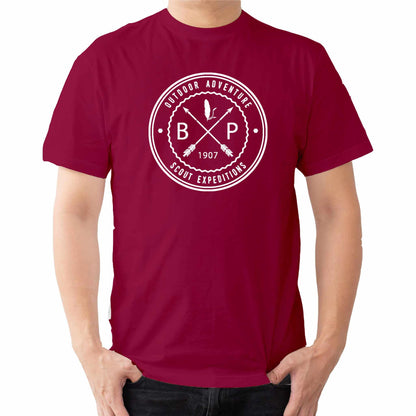 a  t shirt with the text out door adveture scout expeditions BP 1907 with crossed arrows.