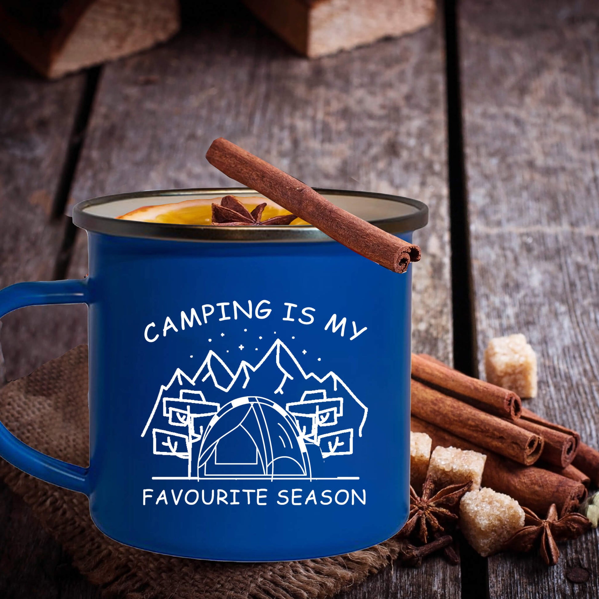 camping is my favourite season enamel camping mug
