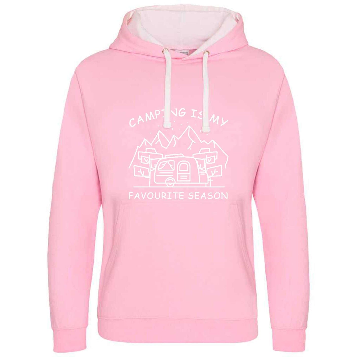 Camping Is My Favourite Season Graphic Hoodie M Pink