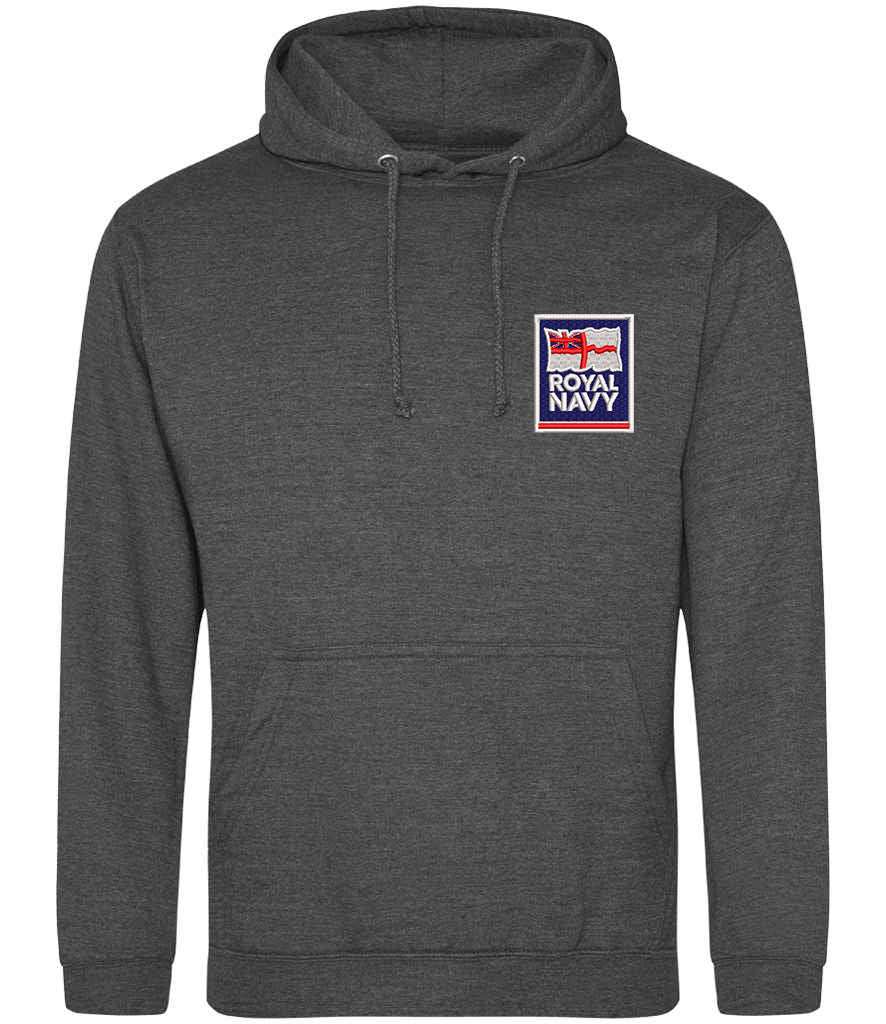 Royal Navy Hoodie with Embroidered Logo Charcoal Colour