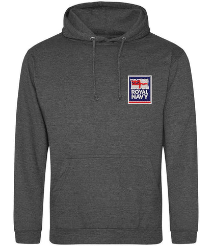 Royal Navy Hoodie with Embroidered Logo Charcoal Colour