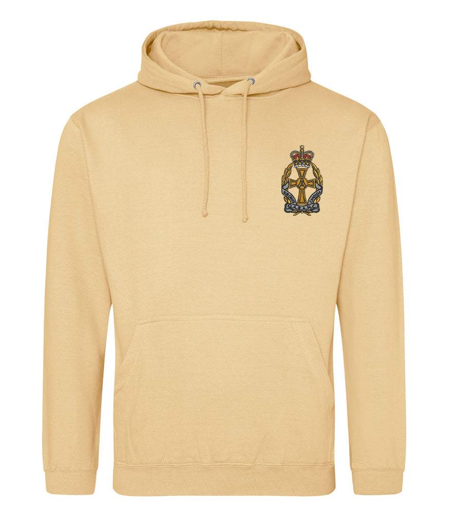 Beige hoodie featuring Queen Alexandra's Royal Army Nursing Corps emblem, official MOD licensed product.