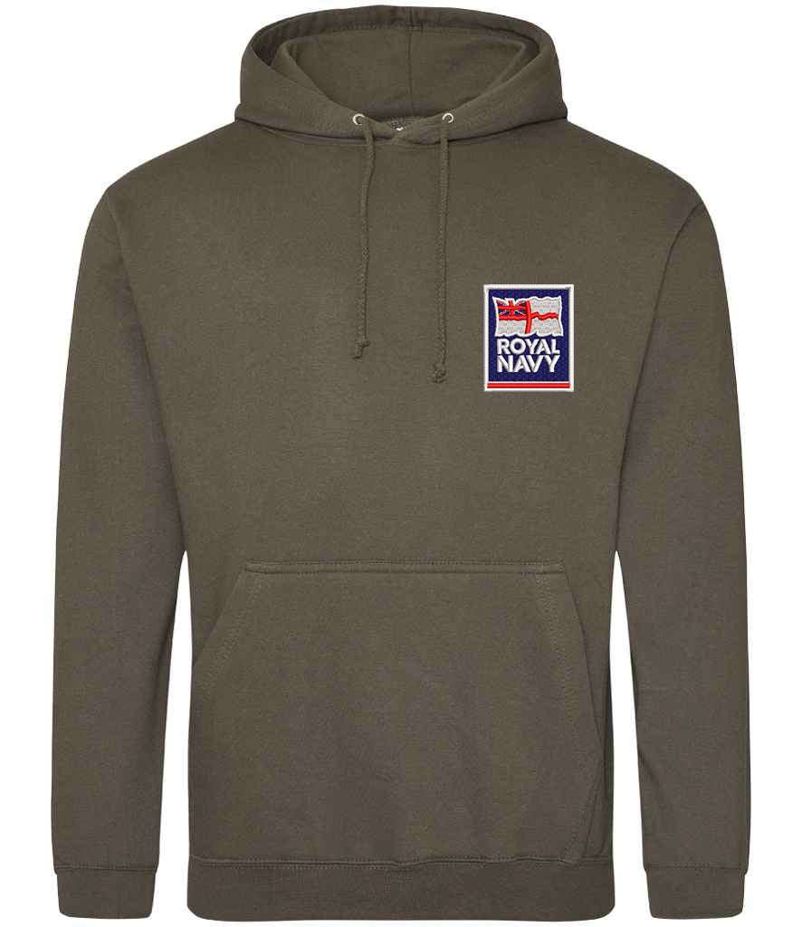 Royal Navy Hoodie with Embroidered Logo Khaki Colour
