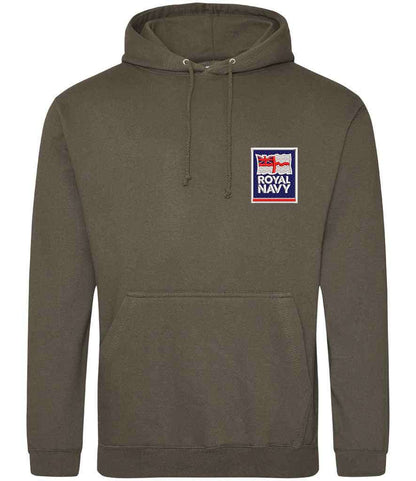 Royal Navy Hoodie with Embroidered Logo Khaki Colour